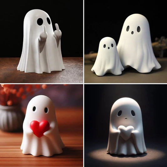 Middle Finger Cute Ghost Statue, Ghosts Small Scary Ghost Figurines.