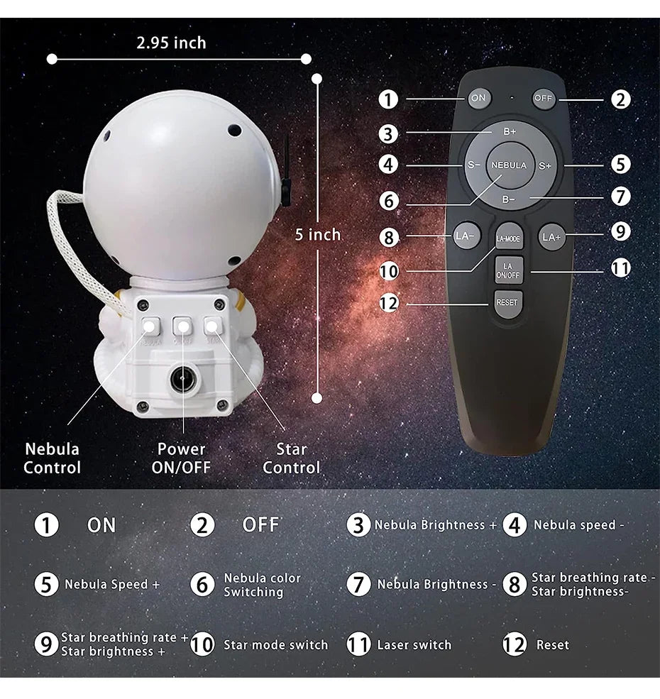 Galaxy Star Astronaut Projector LED Night Light Starry Sky