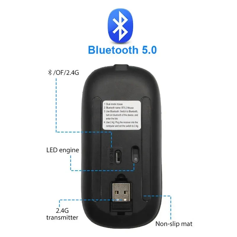 Wireless RGB Rechargeable Bluetooth Computer Mouse