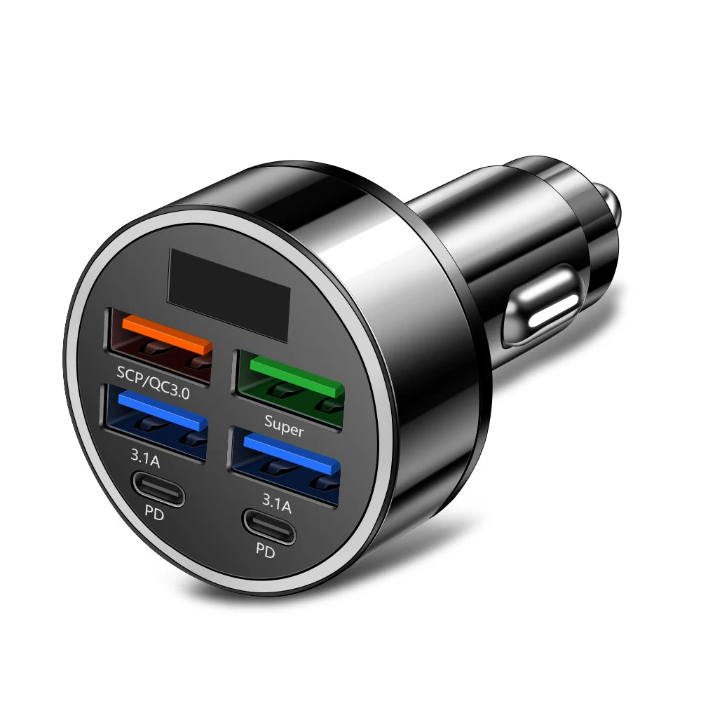 100W 6 Ports Car Charger Fast Charging